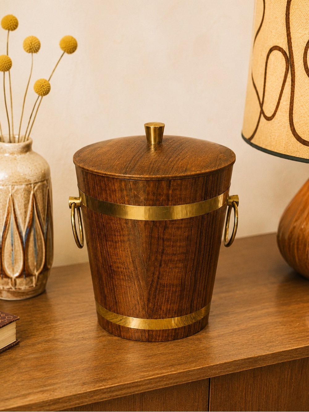 MCM Scandinavian Ice Bucket – Teak & Brass – 1960s